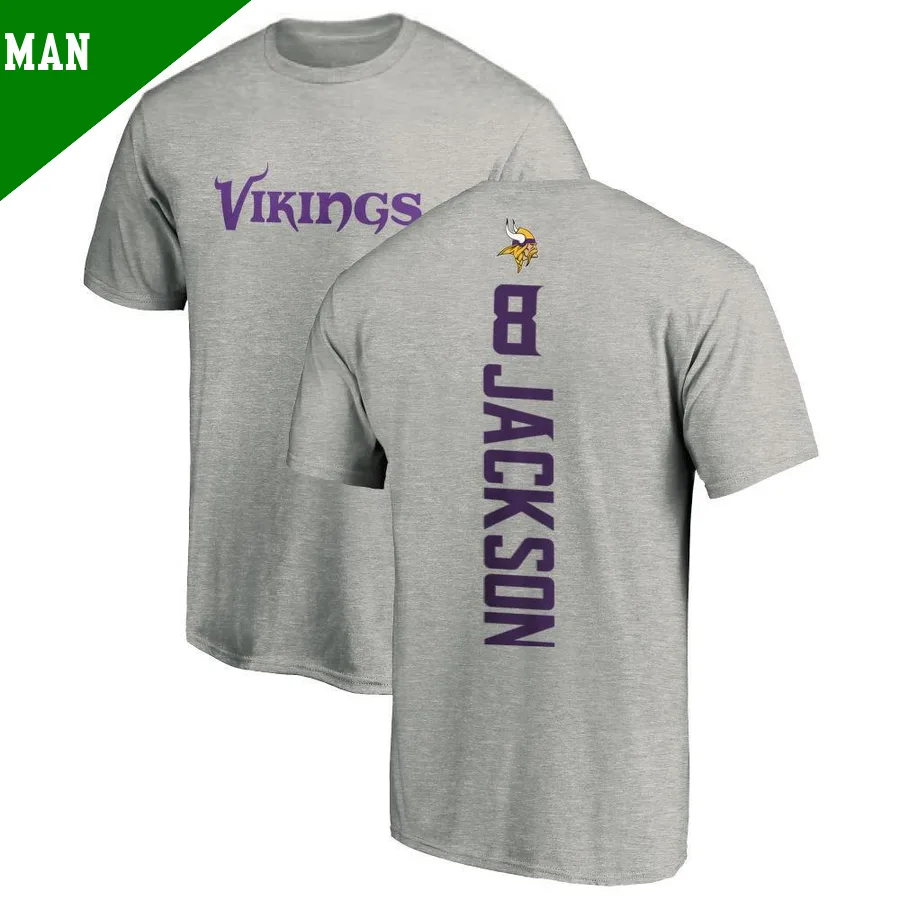 Men's Trishton Jackson Minnesota Vikings ＃8 Backer T-Shirt Ash