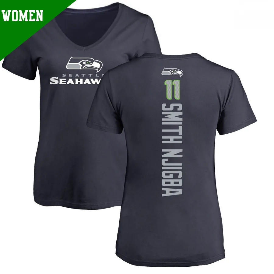 Women's ＃11 Jaxon Smith-Njigba Seattle Seahawks Navy Backer Slim Fit T-Shirt