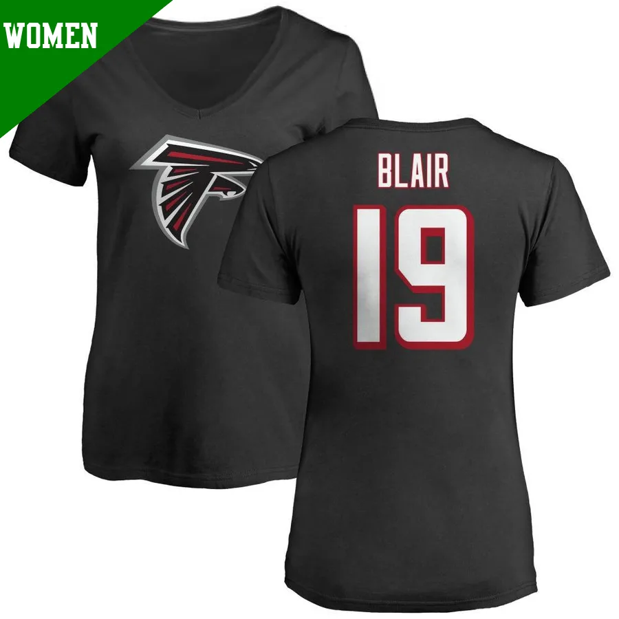 Women's ＃19 Chris Blair Atlanta Falcons Black Name & Number Logo Slim Fit T-Shirt