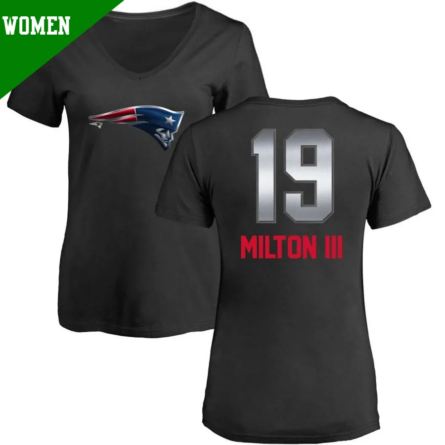 Women's ＃19 Joe Milton III New England Patriots Black Midnight Mascot T-Shirt