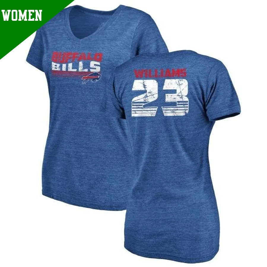 Women's ＃23 Aaron Williams Buffalo Bills Royal Retro V-Neck T-Shirt