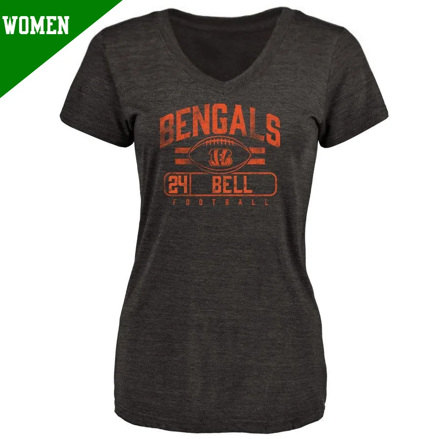 Women's ＃24 Vonn Bell Cincinnati Bengals Black Flanker T-Shirt
