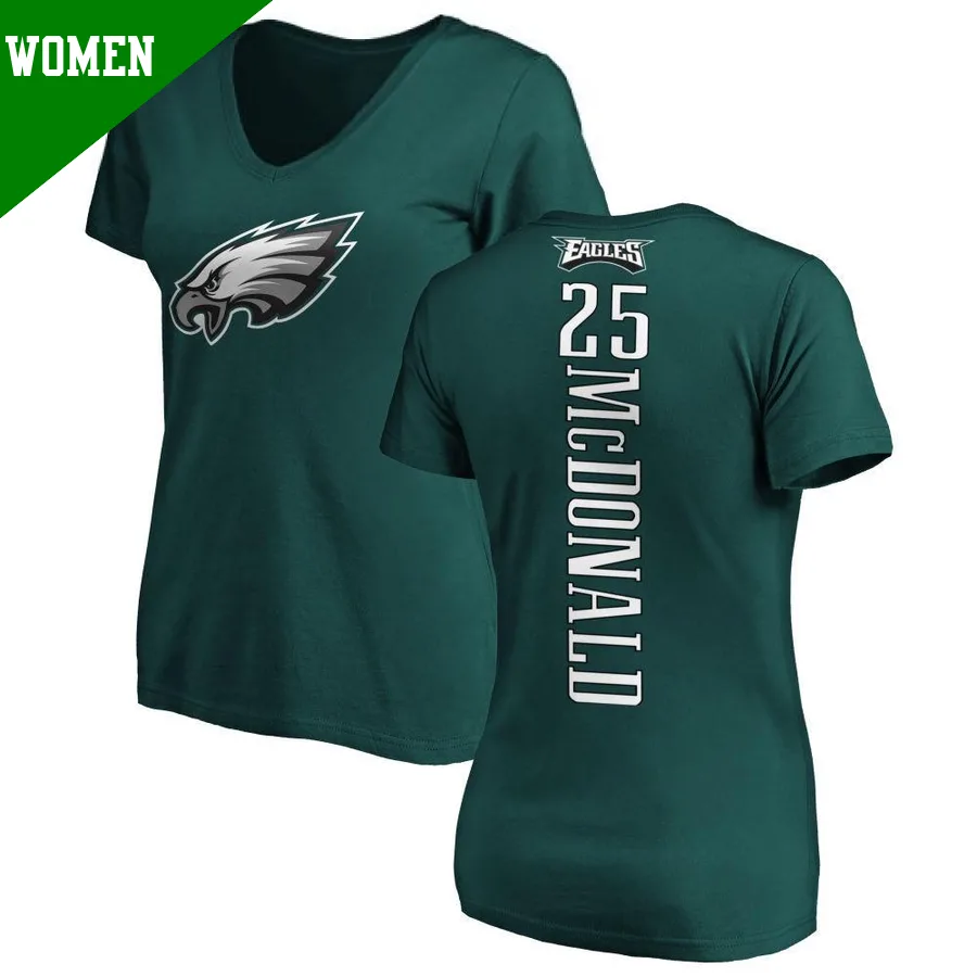 Women's ＃25 Tommy McDonald Philadelphia Eagles Green Backer Slim Fit T-Shirt