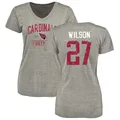 Women's ＃27 Divaad Wilson Arizona Cardinals Gray Heather Distressed Name & Number V-Neck T-Shirt