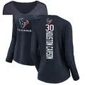Women's ＃30 DeAndre Houston-Carson Houston Texans Navy DeAndre -Carson Backer Slim Fit Long Sleeve T-Shirt