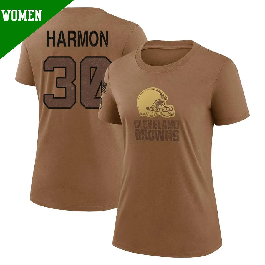 Women's ＃30 Duron Harmon Cleveland Browns Brown Legend 2023 Salute To Service Performance T-Shirt