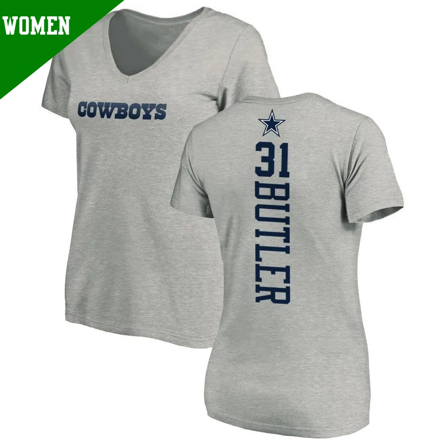 Women's ＃31 Josh Butler Dallas Cowboys Backer Slim Fit T-Shirt Ash
