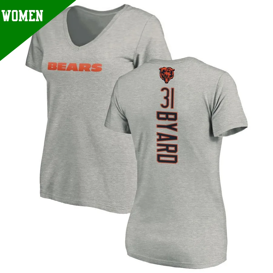 Women's ＃31 Kevin Byard III Chicago Bears Backer V-Neck T-Shirt Ash