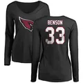 Women's ＃33 Trey Benson Arizona Cardinals Black Name & Number Logo Slim Fit Long Sleeve T-Shirt