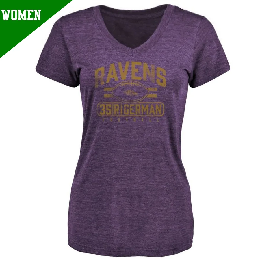 Women's ＃35 Mike Rigerman Baltimore Ravens Purple Flanker T-Shirt