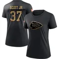 Women's ＃37 Eric Scott Jr. Kansas City Chiefs Black 2020 Salute To Service Performance T-Shirt