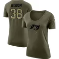 Women's ＃38 Rashad Wisdom Tampa Bay Buccaneers Olive Legend Salute to Service Scoop Neck T-Shirt