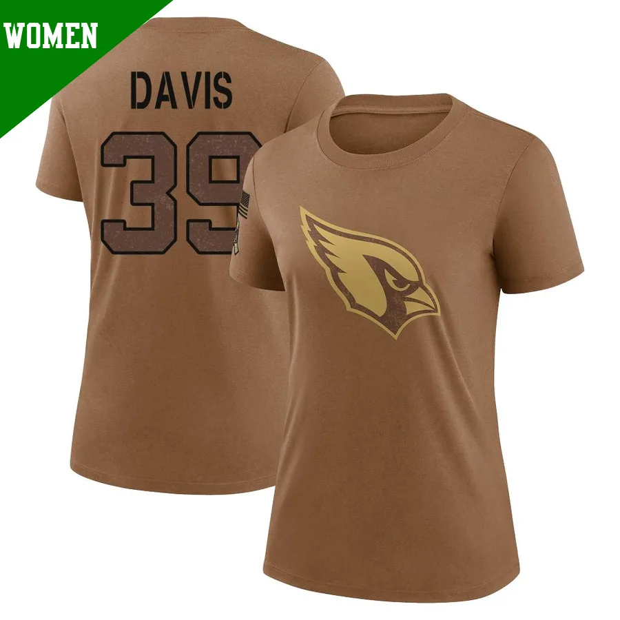 Women's ＃39 Jaden Davis Arizona Cardinals Brown Legend 2023 Salute To Service Performance T-Shirt