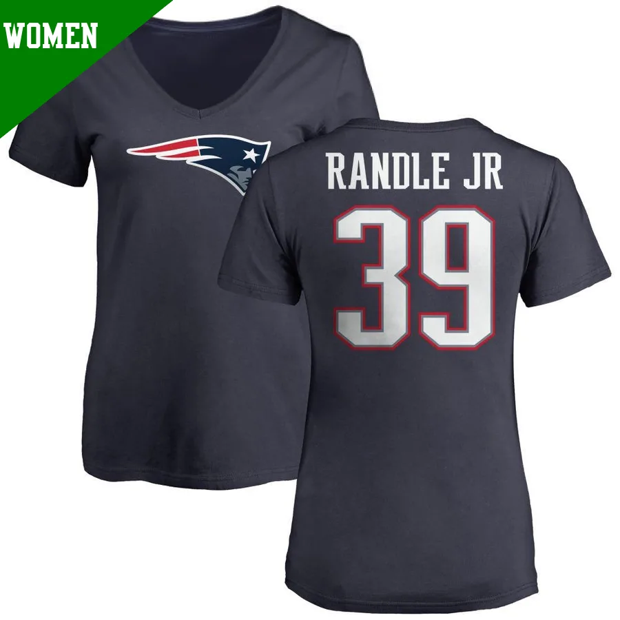 Women's ＃39 Rodney Randle Jr. New England Patriots Navy Name & Number Logo T-Shirt