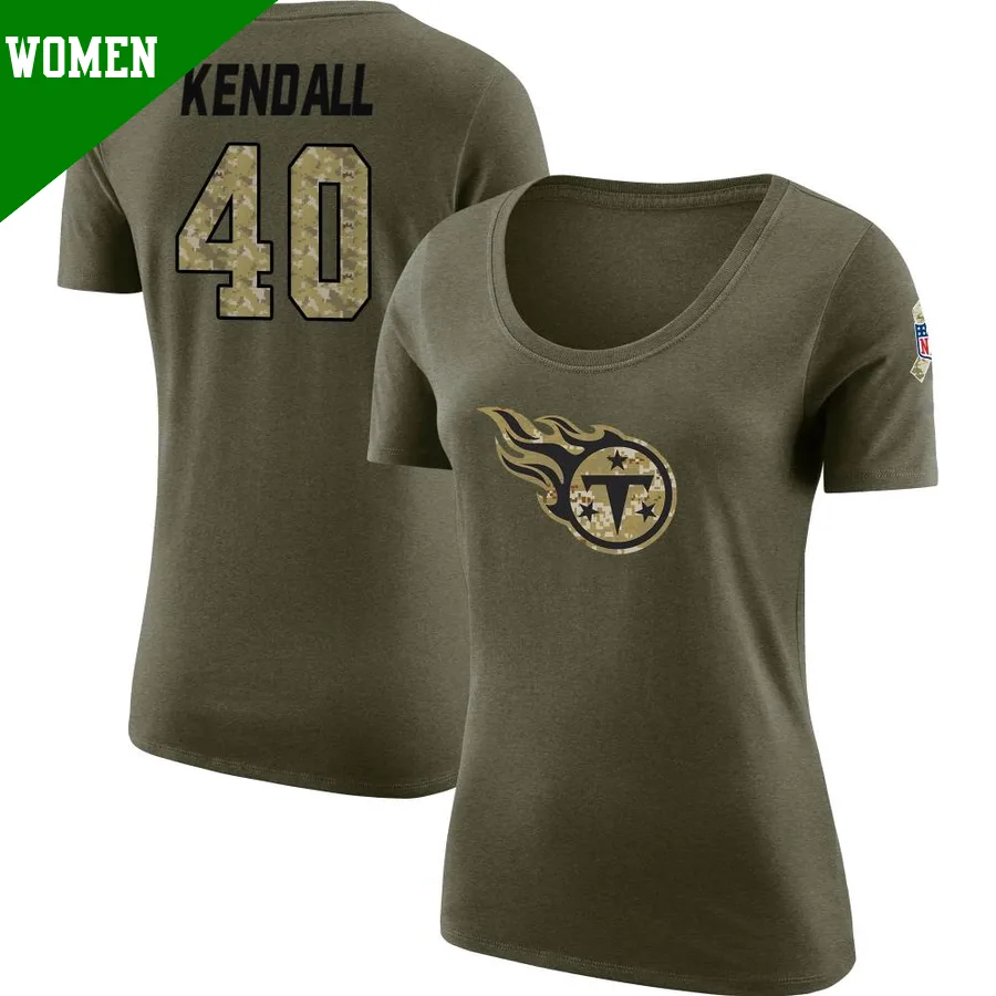 Women's ＃40 Anthony Kendall Tennessee Titans Olive Legend Salute to Service Scoop Neck T-Shirt