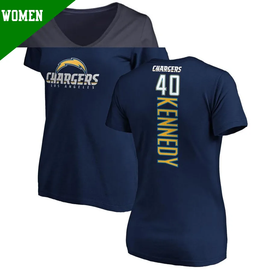 Women's ＃40 Robert Kennedy Los Angeles Chargers Navy Backer T-Shirt