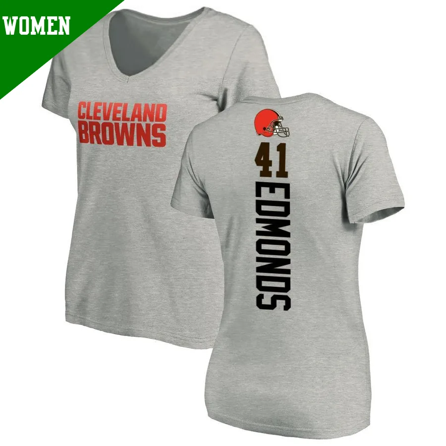 Women's ＃41 Chris Edmonds Cleveland Browns Backer V-Neck T-Shirt Ash