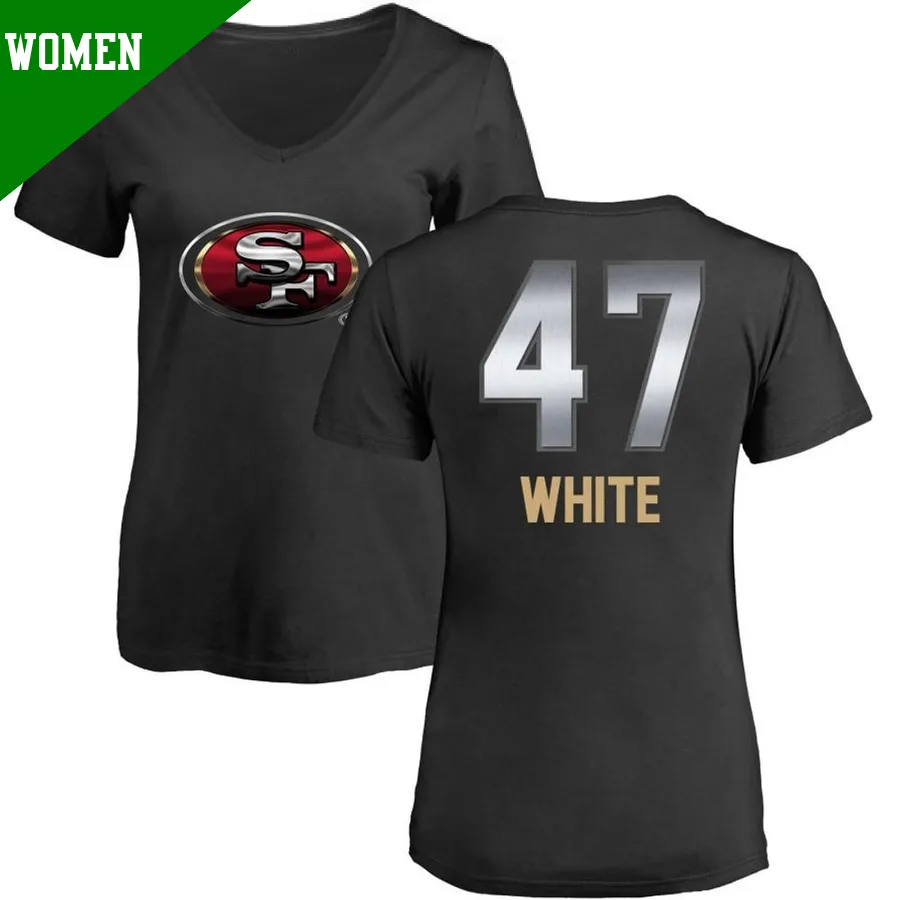 Women's ＃47 DaShaun White San Francisco 49ers Black Midnight Mascot T-Shirt