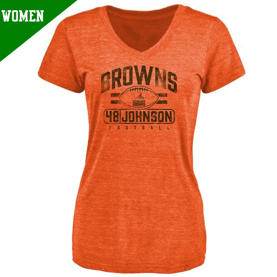 Women's ＃48 Caleb Johnson Cleveland Browns Orange Flanker T-Shirt