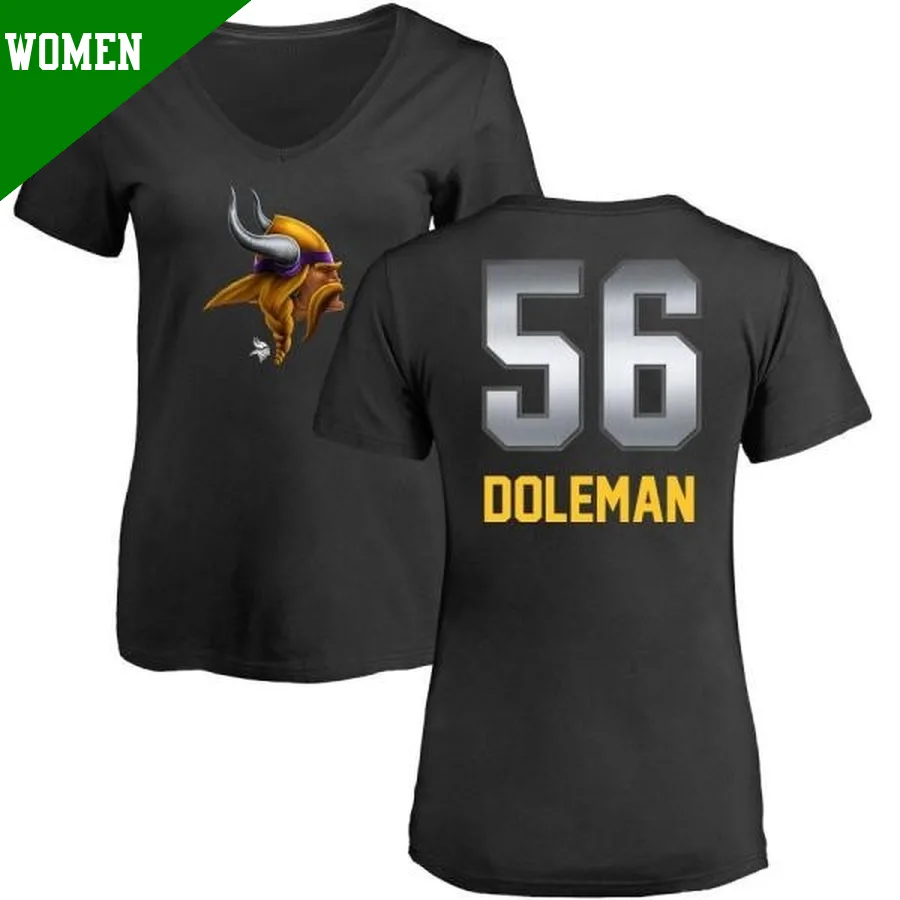 Women's ＃56 Chris Doleman Minnesota Vikings Black Midnight Mascot T-Shirt