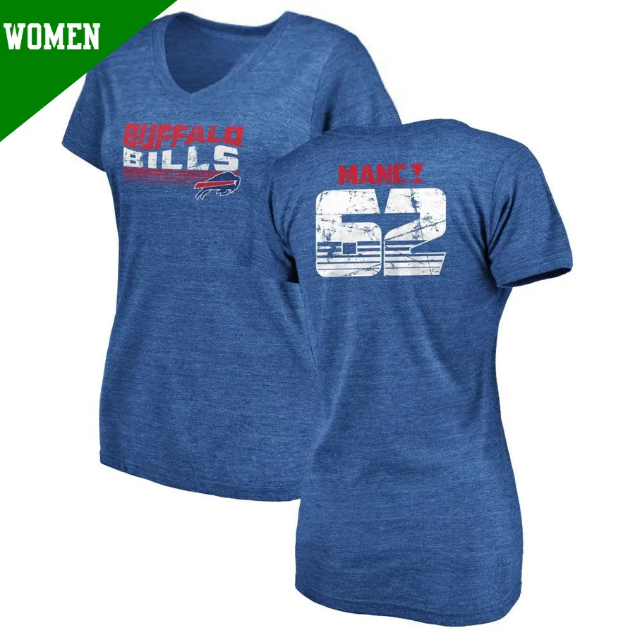 Women's ＃62 Greg Mancz Buffalo Bills Royal Retro V-Neck T-Shirt