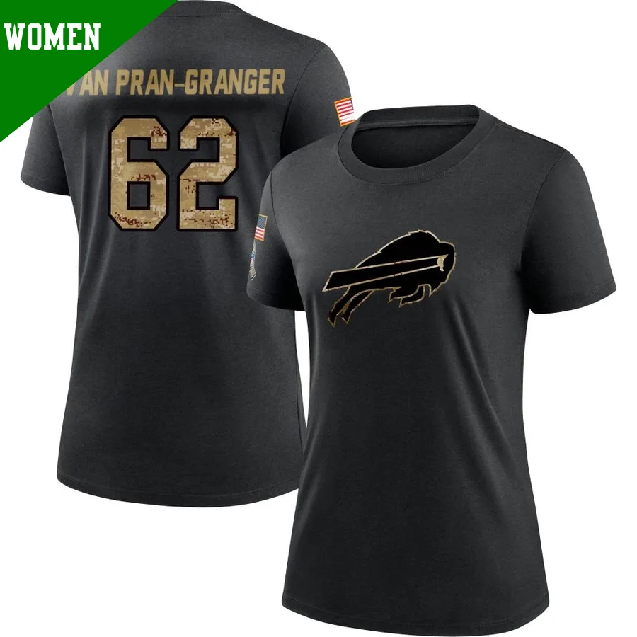 Women's ＃62 Sedrick Van Pran-Granger Buffalo Bills Black 2020 Salute To Service Performance T-Shirt