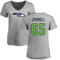 Women's ＃65 Michael Jerrell Seattle Seahawks Name & Number Logo Slim Fit T-Shirt Ash