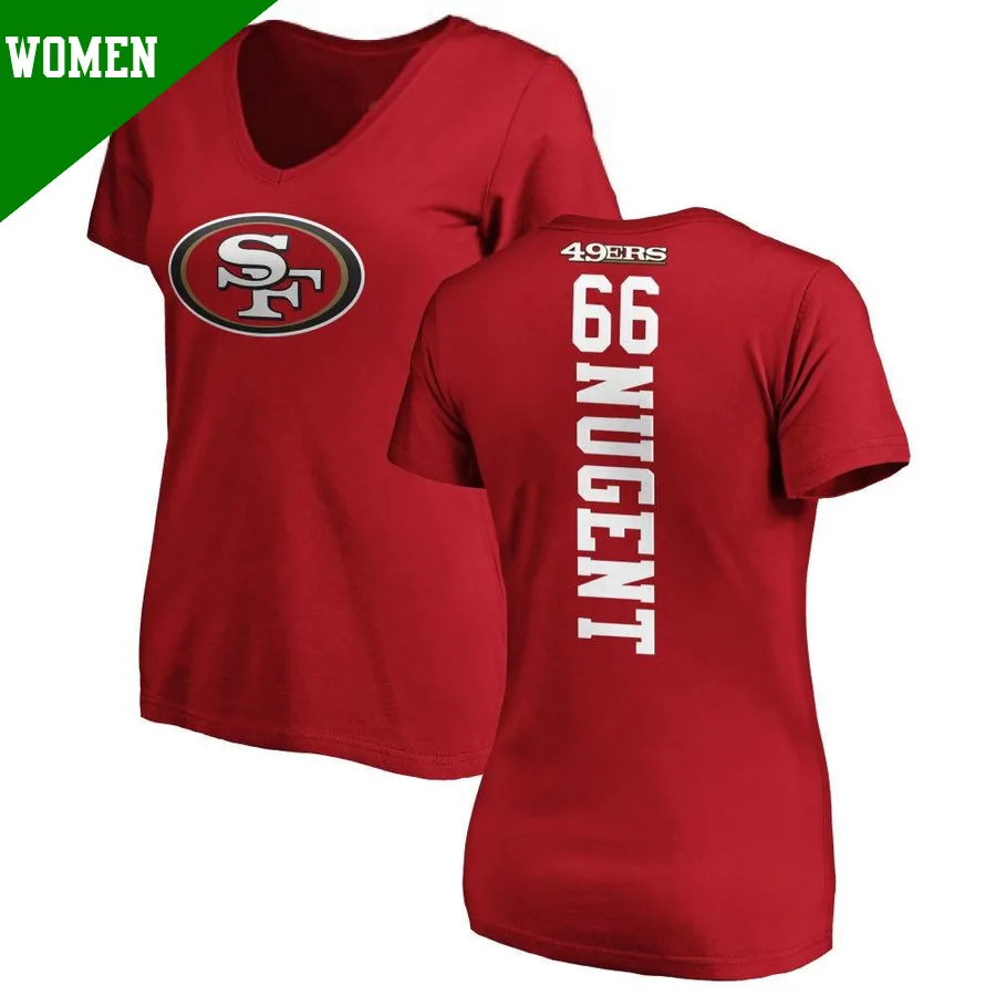 Women's ＃66 Drake Nugent San Francisco 49ers Red Backer Slim Fit T-Shirt