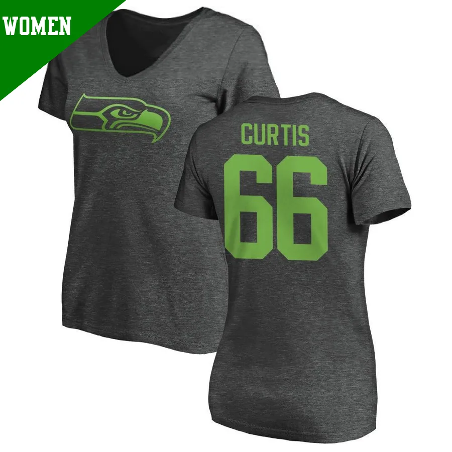 Women's ＃66 McClendon Curtis Seattle Seahawks One Color T-Shirt Ash