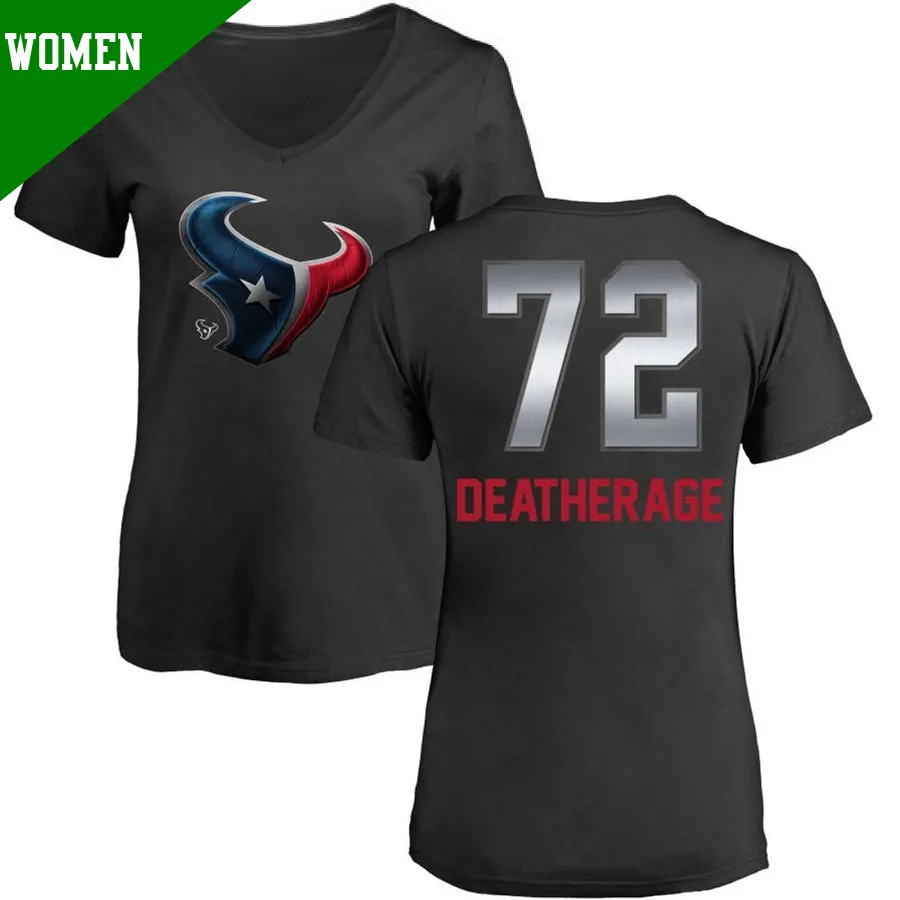 Women's ＃72 Dylan Deatherage Houston Texans Black Midnight Mascot T-Shirt