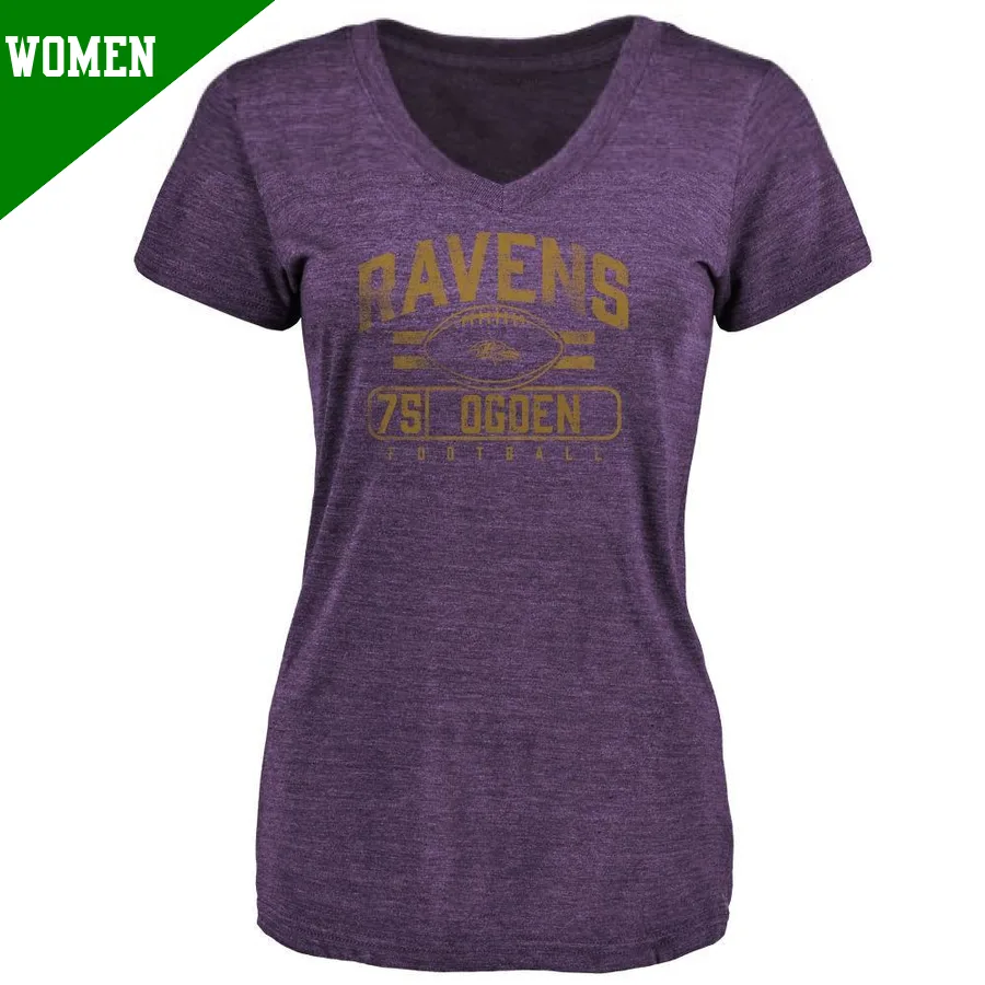 Women's ＃75 Jonathan Ogden Baltimore Ravens Purple Flanker T-Shirt