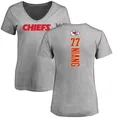Women's ＃77 Lucas Niang Kansas City Chiefs Backer V-Neck T-Shirt Ash