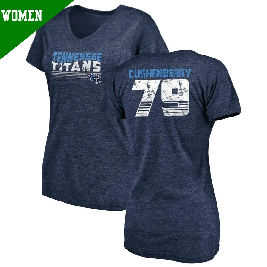 Women's ＃79 Lloyd Cushenberry III Tennessee Titans Navy Retro V-Neck T-Shirt