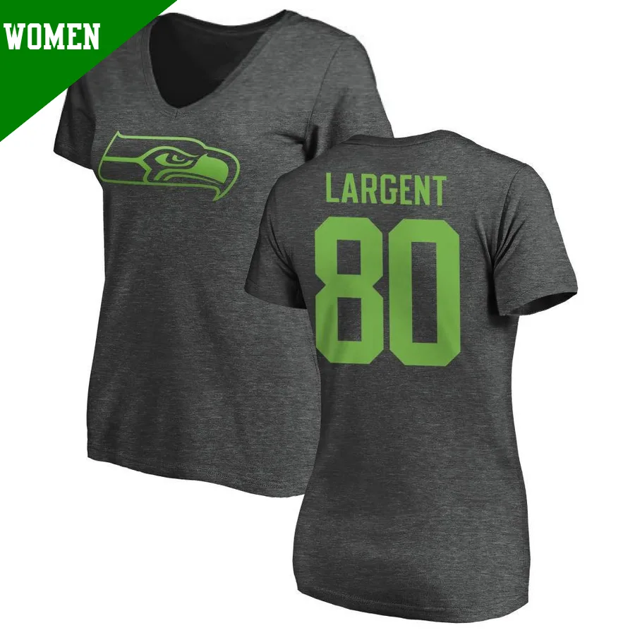 Women's ＃80 Steve Largent Seattle Seahawks One Color T-Shirt Ash