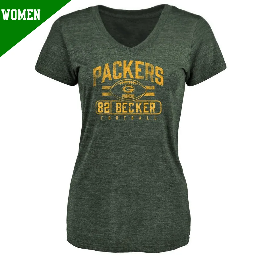 Women's ＃82 Nate Becker Green Bay Packers Green Flanker T-Shirt