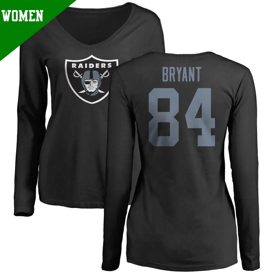 Women's ＃84 Harrison Bryant Las Vegas Raiders Black Name & Number Logo Slim Fit Long Sleeve T-Shirt