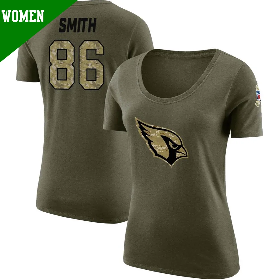 Women's ＃86 Jeff Smith Arizona Cardinals Olive Legend Salute to Service Scoop Neck T-Shirt