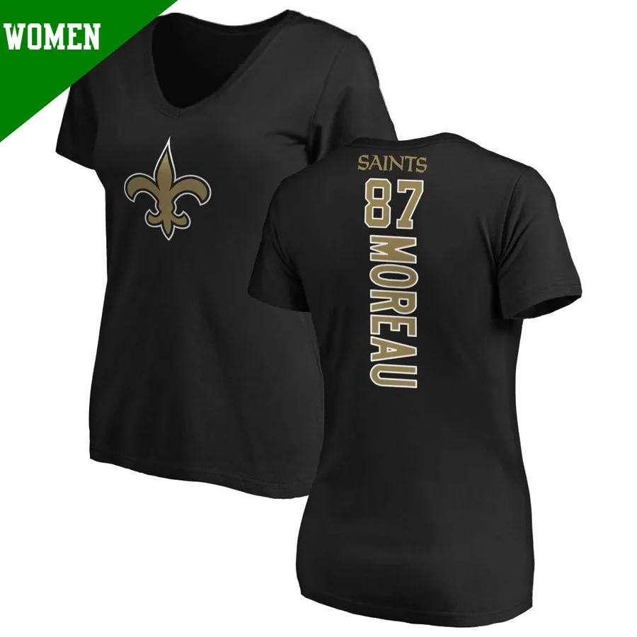 Women's ＃87 Foster Moreau New Orleans Saints Black Backer Slim Fit T-Shirt