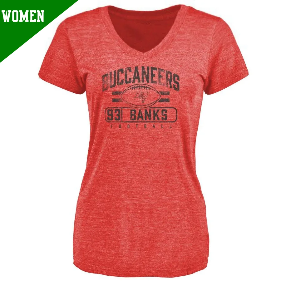 Women's ＃93 Eric Banks Tampa Bay Buccaneers Red Flanker T-Shirt