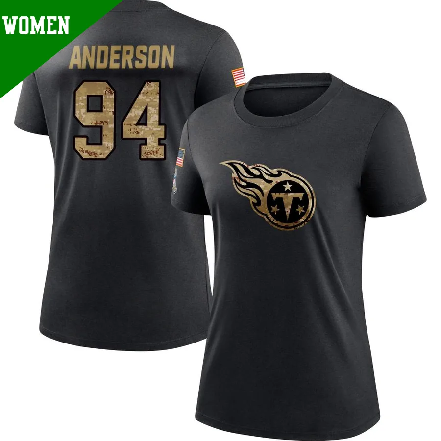 Women's ＃94 Abdullah Anderson Tennessee Titans Black 2020 Salute To Service Performance T-Shirt