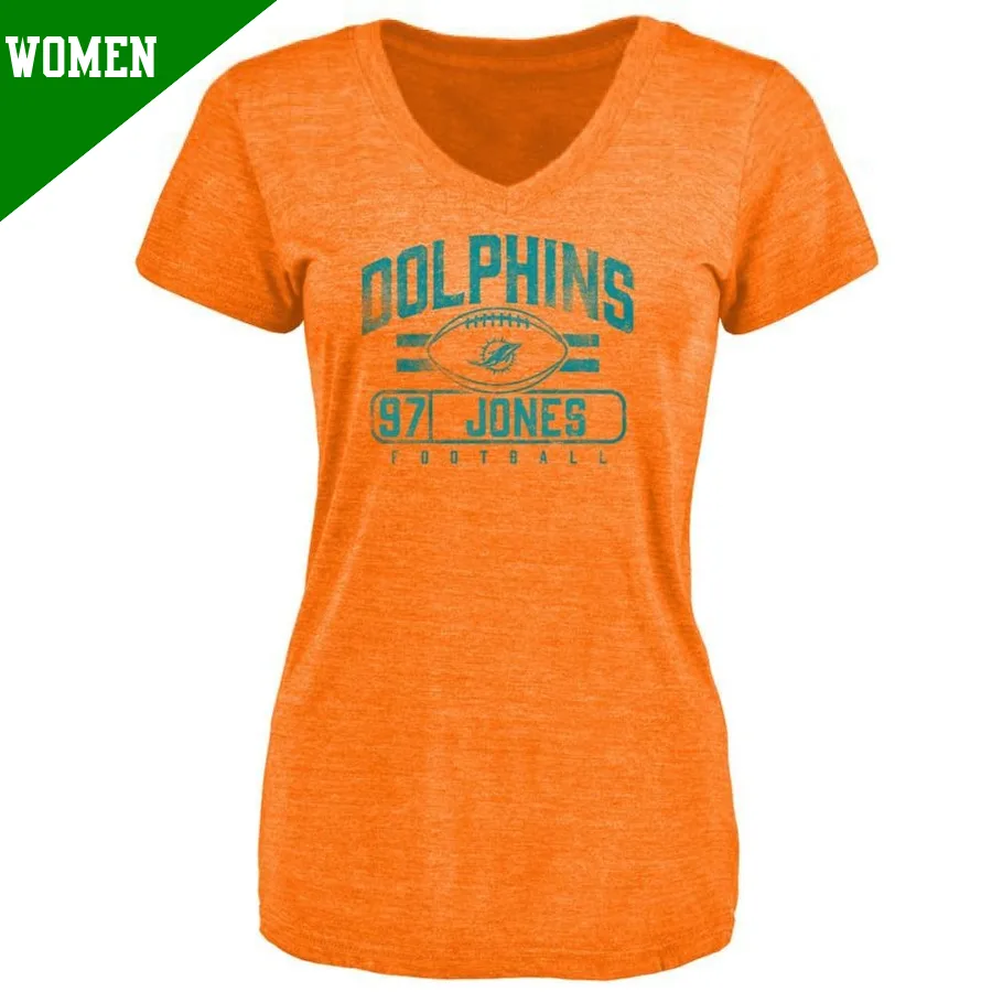Women's ＃97 Naquan Jones Miami Dolphins Orange Flanker T-Shirt