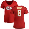 Women's Carlos Dunlap Kansas City Chiefs Red Name & Number Logo ＃8 Slim Fit T-Shirt