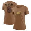 Women's McCallan Castles Philadelphia Eagles Brown Legend ＃0 2023 Salute To Service Performance T-Shirt