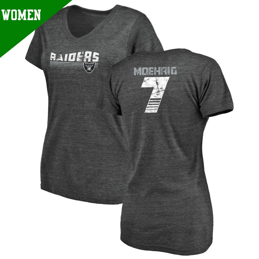 Women's Tre'von Moehrig Las Vegas Raiders Black ＃7 Retro V-Neck T-Shirt
