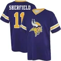 Youth ＃11 Trent Sherfield Sr. Minnesota Vikings Purple Game Name & Number Day V-Neck T-Shirt