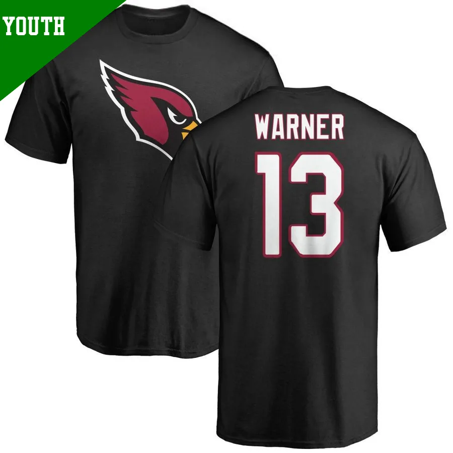 Youth ＃13 Kurt Warner Arizona Cardinals Black Name & Number Logo T-Shirt