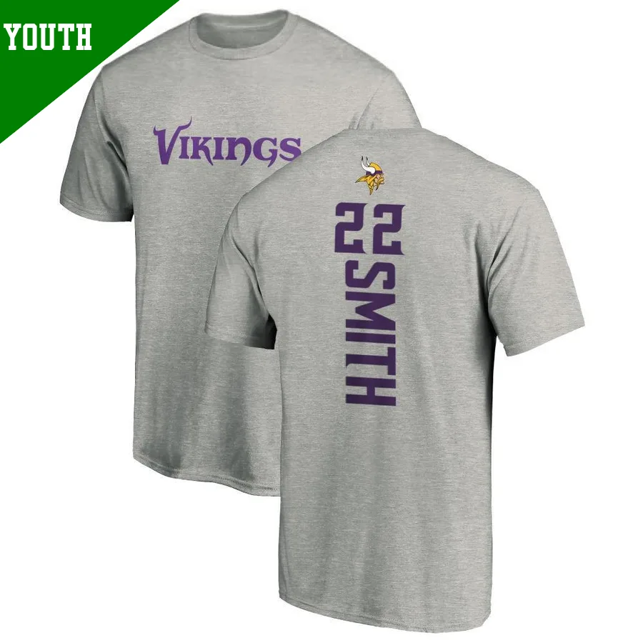 Youth ＃22 Harrison Smith Minnesota Vikings Backer T-Shirt Ash