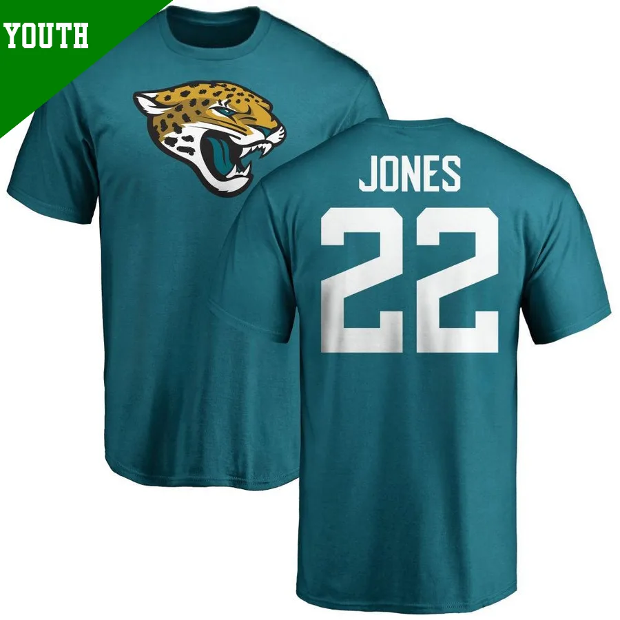 Youth ＃22 Jarrian Jones Jacksonville Jaguars Teal Name & Number Logo T-Shirt