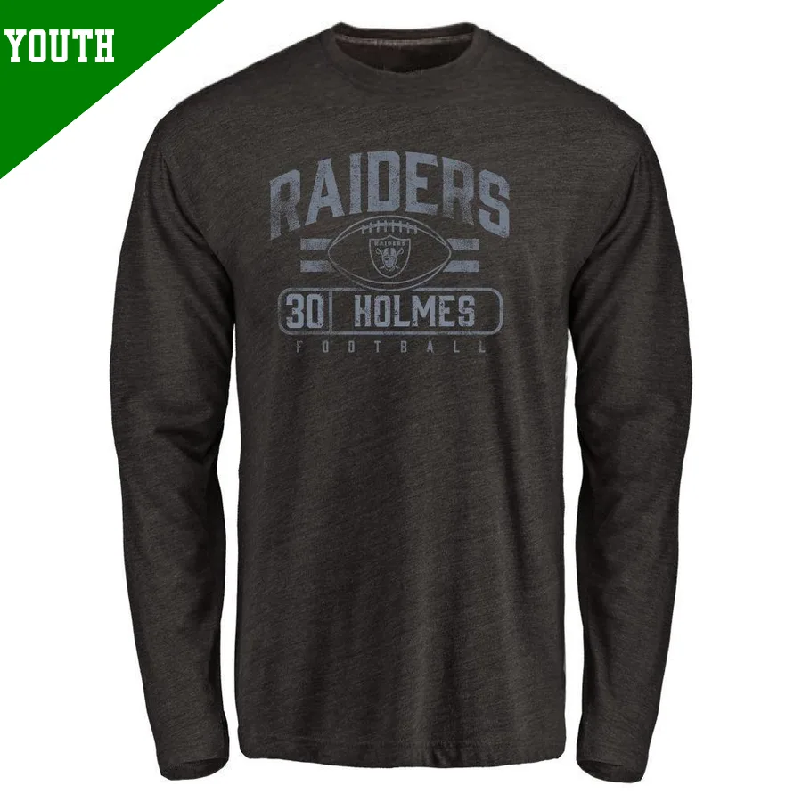 Youth ＃30 Darnay Holmes Las Vegas Raiders Black Flanker Long Sleeve T-Shirt