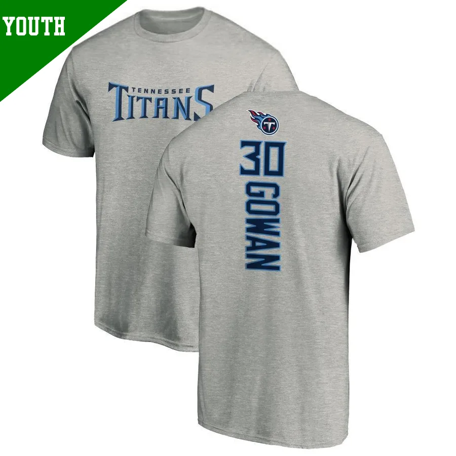 Youth ＃30 Tay Gowan Tennessee Titans Backer T-Shirt Ash